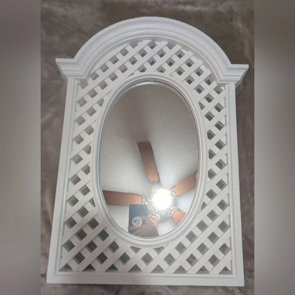 Vintage Burwood White Resin Lattice Mirror